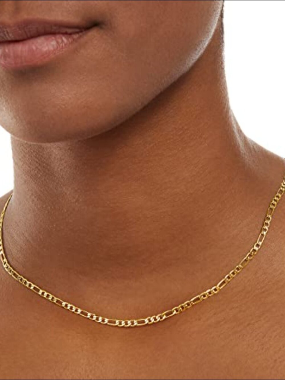 14k Gold Figaro Chain Necklace, 16 Inch Lobster Clasp
